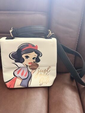 Disney White and Black Snow White 'Just One Bite' Crossbody Bag